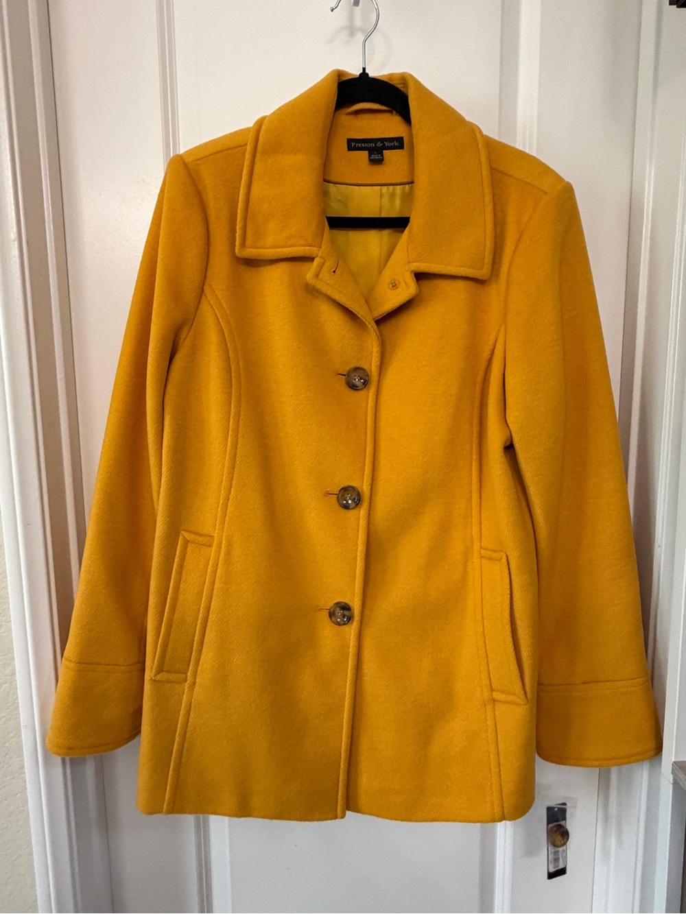 Preston & York Women's Mustard Yellow Wool-Blend Coat Size Large